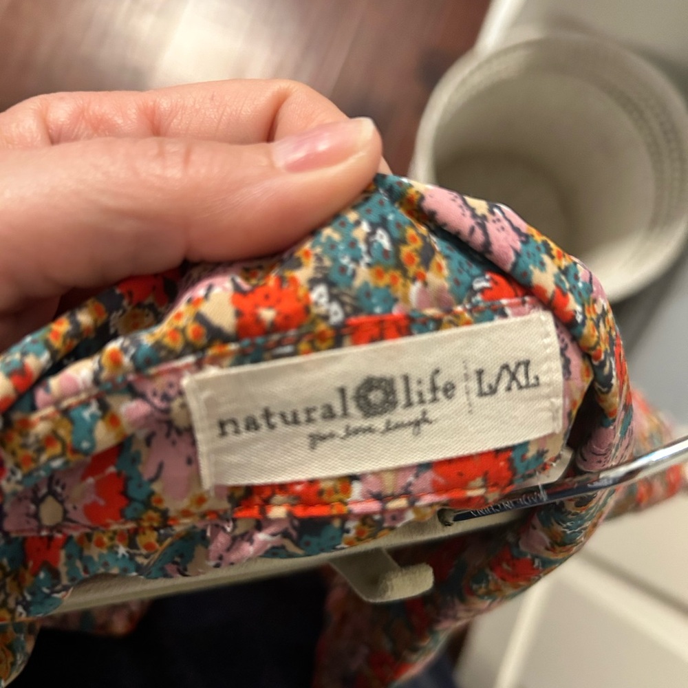 NATURAL LIFE Red Floral Tiered Maxi Dress with Green and Blue Accents - Picture 3 of 4